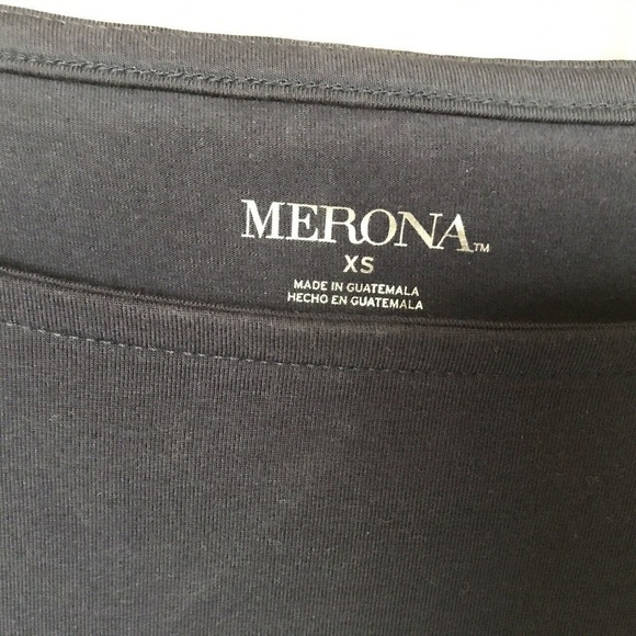 Merona T Shirt SzXS Blue/White Stripe Contrast Yoke 3/4 Sleeves NWT - Picture 4 of 8
